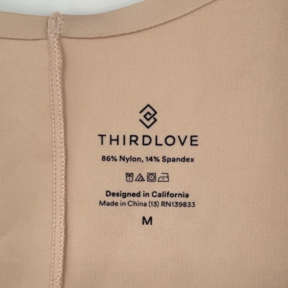 ThirdLove Womens Sculpting Mid-Thigh Bodysuit Shapewear Beige Tan NWT Size M